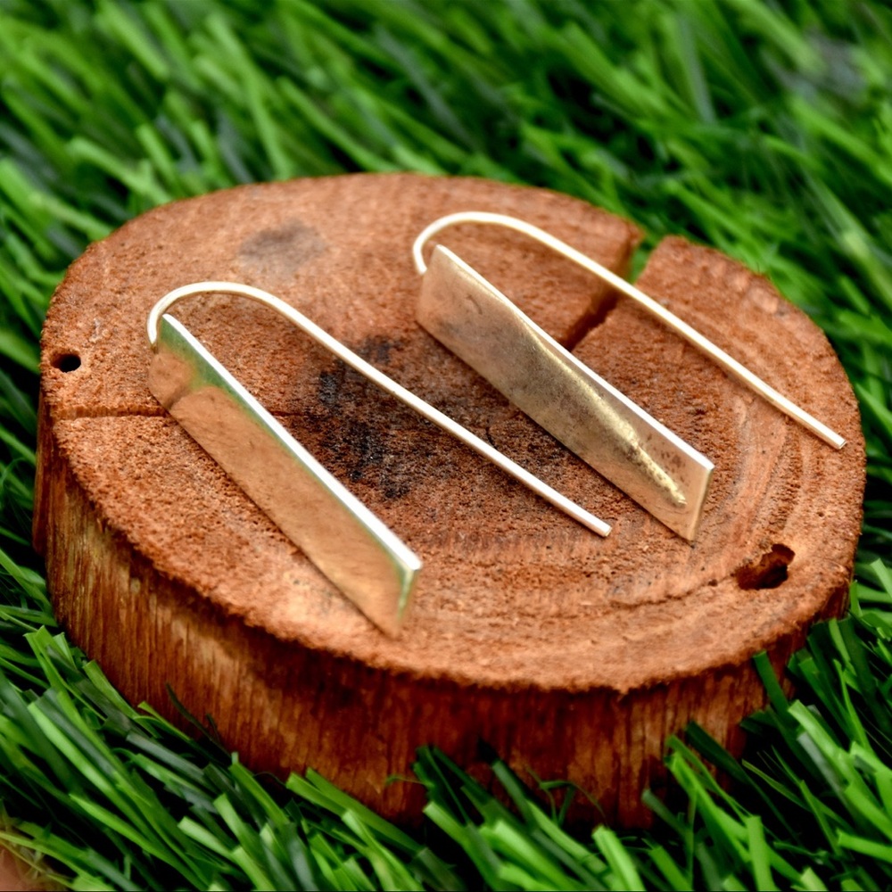 Elegant Silver Rectangular Earrings - image 2